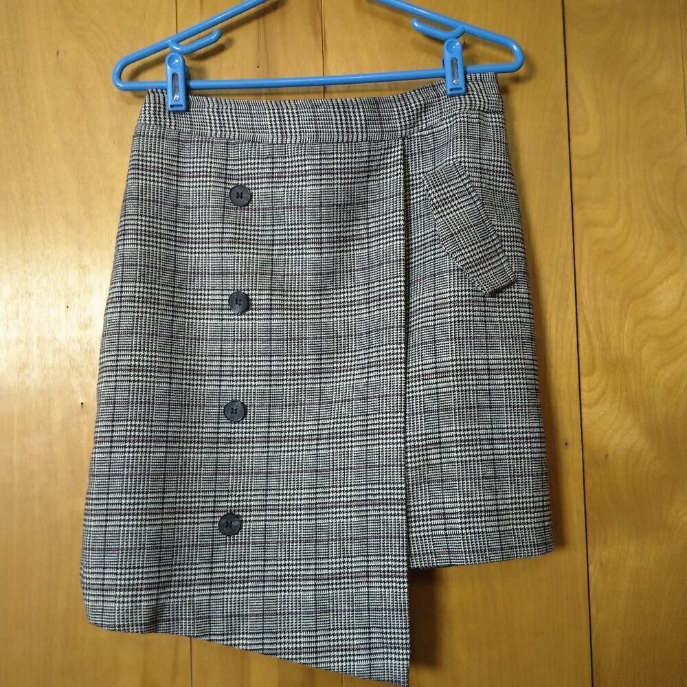 Chriselle Lim Women's Medium Houndstooth Asymmetrical Hem Skirt READ